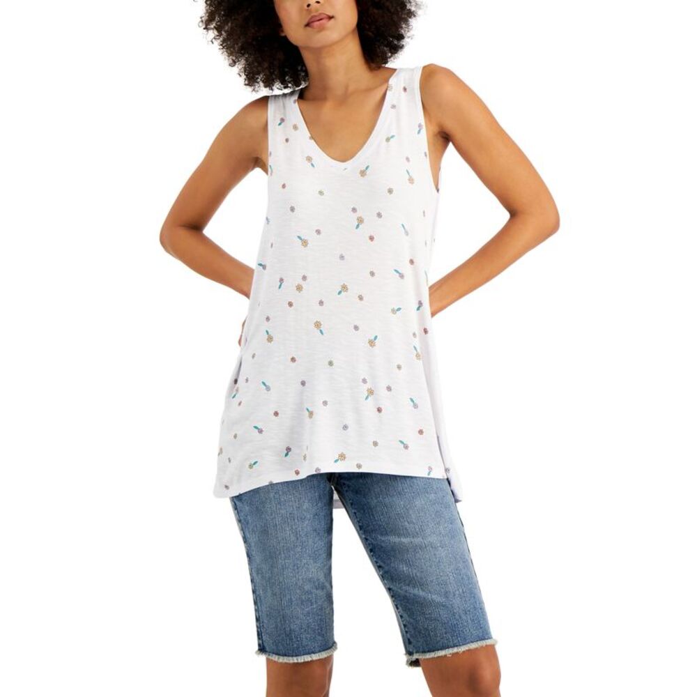 Style & Co Printed Drapey Tank Top